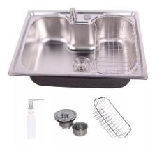 Cuba gourmet diamond 62x43x21 aco inox 201, 08mm c/ cesto aramado, dosador e valvula 4 1/2 br cubas sd0934 Cuba gourmet diamond 62x43x21 aco inox 201, 08mm c/ cesto aramado, dosador e valvula 4 1/2 br cubas sd0934