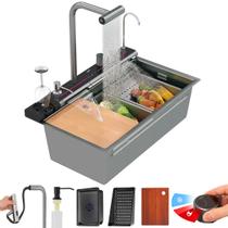 Cuba Gourmet Dupla Cascata com Torneira 4 jatos C/ Acessórios Tábua, Escorredor, Cesto Inox- Yab Cuba Gourmet Dupla Cascata com Torneira 4 jatos C/ Acessórios Tábua, Escorredor, Cesto Inox- Yab