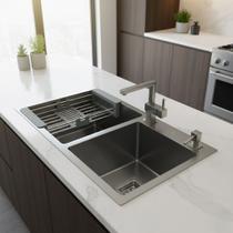 Cuba Gourmet Dupla Quadrada Aço Inox 304 Escovada 78x43cm Cuba Gourmet Dupla Quadrada Aço Inox 304 Escovada 78x43cm