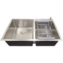 Cuba Gourmet Dupla Retangular com Acessórios em Aço Inox Escovado 78x48x22cm