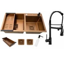 Cuba Gourmet Dupla Rosê Inox 304 78x43 Torneira Black Rosê Cuba Gourmet Dupla Rosê Inox 304 78x43 Torneira Black Rosê