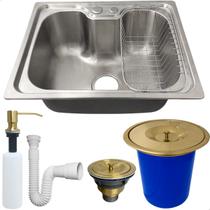Cuba Gourmet Inox 304 50x40 Com Lixeira De Embutir 5 Litros Dourada Porta Detergente 350ml Valvula E Sifão Flexivel Kit Pia 5 Peças Kit Pia Cozinha Cuba Gourmet Inox 304 50x40 Com Lixeira De Embutir 5 Litros Dourada Porta Detergente 350ml Valvula E Sifão Flexivel Kit Pia 5 Peças Kit Pia Cozinha