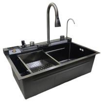 Cuba Gourmet Inox Pia Inteligente Premium Cozinha Torneira Dispenser Painel Monocomando Limpador de Copo Elegante Area Externa Churrasqueira Duravel R