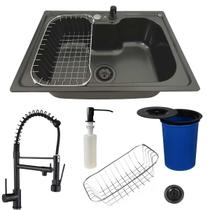 Cuba gourmet inox preta 60x42cm +torneira e lixeira embutir Cuba gourmet inox preta 60x42cm +torneira e lixeira embutir