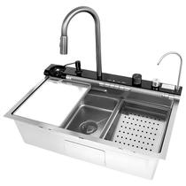 Cuba Gourmet Inteligente Cozinha Aço Inox 304 Cascata Dupla Torneira Monocomando e Lavador Copos