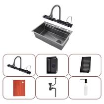 Cuba Gourmet Lopazzi Cozinha Inox Com Led Moderna 75x45cm Pia Acessórios Torneira Cascata Painel Temperatura Cuba Gourmet Lopazzi Cozinha Inox Com Led Moderna 75x45cm Pia Acessórios Torneira Cascata Painel Temperatura