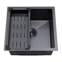 Cuba Gourmet para Cozinha Aco Inox 304 Texturizado 44x44cm Preto Terena Cuba Gourmet para Cozinha Aco Inox 304 Texturizado 44x44cm Preto Terena