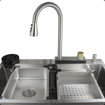 Cuba Gourmet para Cozinha em Aço Inox 304 com Torneira Cascata e Lavador de Copos Cuba Gourmet para Cozinha em Aço Inox 304 com Torneira Cascata e Lavador de Copos