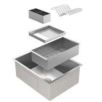 Cuba Gourmet Para Cozinha Malibú Aço Inox 304 Quadrada com Calha Escorredor GoldenX