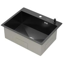 Cuba Gourmet Para Cozinha Mônaco Quadrada Preto Aço Inox 304 com Cesto Escorredor GoldenX