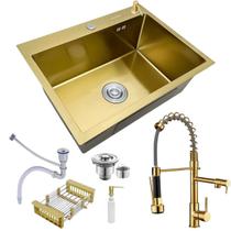 Cuba Gourmet Pia Dourada Inox 60x45 + Torneira monocomando Cuba Gourmet Pia Dourada Inox 60x45 + Torneira monocomando