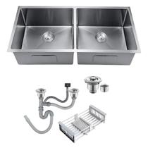Cuba Gourmet Pia Dupla Inox Quadrada Cozinha Luxo 72x43 Com Acessórios