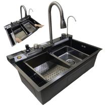 Cuba Gourmet Pia Inox Premium Luxo Cozinha Inteligente Torneira Agua Fria Quente Painel Digital Monocomando Limpador de Copo Dispenser Resistente Mode