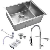 Cuba Gourmet Pia Prata Inox 50X45 + Torneira Monocomando