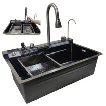 Cuba Gourmet Premium Pia Inox Inteligente Cozinha Torneira Painel Monocomando Agua Quente Fria Dispenser Dosador Cascata Mangueira Limpador de Copo Ar