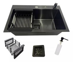 Cuba gourmet quadrada 60x40 preta aço inox 304 com acessórios