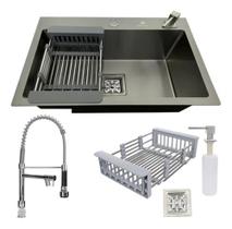 Cuba Gourmet Quadrada 60x40cm Inox304 + Torneira Cromada