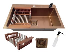 Cuba Gourmet Quadrada Aço Inox 304 60x40 Rosê Com Acessórios