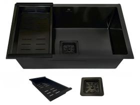 Cuba Gourmet Quadrada Aço Inox 304 Preta 60x40cm Premium