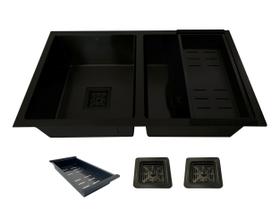 Cuba Gourmet Quadrada Aço Inox 304 Preta 78x43cm Premium