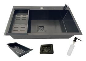 Cuba Gourmet Quadrada Grande Aço Inox 304 Preta 78x45cm