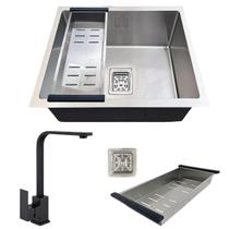 Cuba gourmet quadrada inox304 com torneira monocomando preta