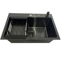 Cuba Gourmet Quadrada Preta de Aço Inox 60x40cm com Acessórios - CUB-007 - STILLUS HOME Cuba Gourmet Quadrada Preta de Aço Inox 60x40cm com Acessórios - CUB-007 - STILLUS HOME
