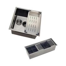 Cuba Gourmet Terena 44x44cm e Calha Waiana Embutida 45x18cm Aço Inox 304