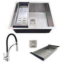 Cuba inox 304 premium 44x44cm torneira flexível ralo e sifão Cuba inox 304 premium 44x44cm torneira flexível ralo e sifão