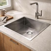 Cuba Inox 40x40cm Cozix Aço Inoxidável 304 1mm Escovada Gourmet Com Válvula 4½ Embutir ou Sobrepor