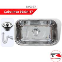 Cuba Inox 430 pia cozinha N2 Extra Funda 56x34x17 + Válvula + Sifão - Tecnocuba