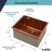 Cuba Inox 53x46x22cm Rosê Cozinha Artizan Welle Cuba Inox 53x46x22cm Rosê Cozinha Artizan Welle
