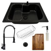 Cuba inox black 50x40 com torneira gourmet e tábua de corte
