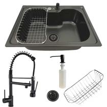 Cuba inox black 50x40cm e torneira gourmet 50cm preto fosco Cuba inox black 50x40cm e torneira gourmet 50cm preto fosco