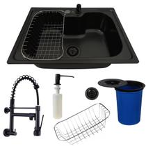 Cuba inox black 50x40cm + lixeira e torneira de parede preta Cuba inox black 50x40cm + lixeira e torneira de parede preta