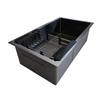 Cuba Inox de Cozinha - Embutir ou Sobrepor Gourmet 70x40 com Acessórios - Preto