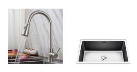 Cuba Inox Gourmet Sobrepor Embutir 75x45 + Torneira Escovada Cuba Inox Gourmet Sobrepor Embutir 75x45 + Torneira Escovada