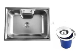 Cuba Inox Gourmet Sobrepor + Lixeira Embutir De 3 Litros