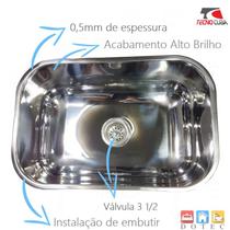 Cuba inox n1 46x30x17cm 430 tecnocuba valvula e sifao