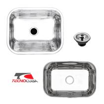 Cuba Inox N1 Retangular 46x30x14cm + Tanque Inox 40x40x22cm com Válvulas Gratuitas Tecnocuba