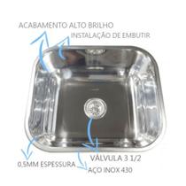 Cuba inox n3 40x34x17cm 430 tecnocuba valvula e sifao