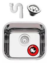 Cuba Inox Pia Cozinha 430 40x34x17 + Válvula e Sifão