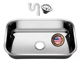 Cuba Inox Pia Cozinha 430 56x34x14 + Válvula e Sifão