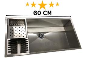 Cuba Inox Quadrada Gourmet Calha C Valvula 60X40 Pia Umida Com Escorredor - Estilo e Funcionalidade para Seu Espaço AJLstore