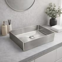 Cuba Inox Retangular para Banheiro Prata Aço Inox 304 Ralo com Click
