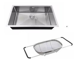 Cuba Inox Sobrepor/ Embutir 75x45cm. + Escorredor Ajustavel