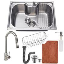 Cuba inox304 gourmet 50x40 + torneira touch e tábua de corte