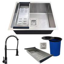 Cuba inox304 premium 44x44 torneira preta e lixeira embutida Cuba inox304 premium 44x44 torneira preta e lixeira embutida