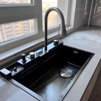 Cuba Kit Cascata Torneira Gourmet Inteligente Inox 304 Multifuncional Pia Cozinha Smart Completa Premium Monocomando Acessórios Com Garantia