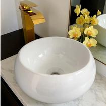 Cuba Lavabo Sobrepor Maresias Redonda Banheiro 36x15cm Branco Brilhante